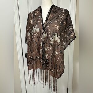 Floral Women’s Scarf Brown Multi 63” x 18” aprox